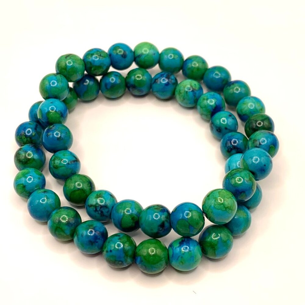 Chrysocolla handmade beaded stretch bracelet 7mm